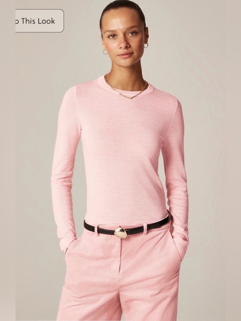 J.Crew Carolyn fitted crewneck sweater in merino wool in heather shell - Picture 2 of 8